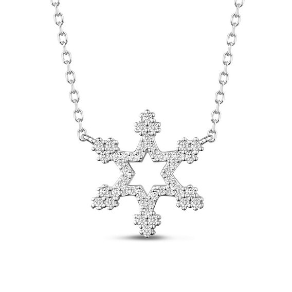Ожерелья shegrace 925 из стерлингового серебра, с ааа класс фианитами, с печатью 925, снежинка