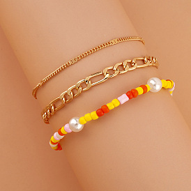 Ensemble de bracelet en perles chic avec cordon élastique pour femme - 3 pièces