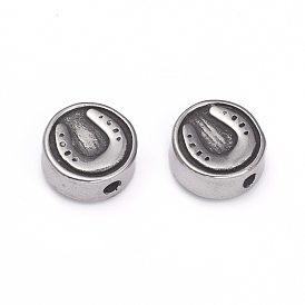 304 Stainless Steel Beads, Flat Round and Horseshoe