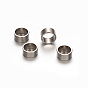 Column 201 Stainless Steel Beads, Large Hole Beads, 6x3mm, Hole: 5mm