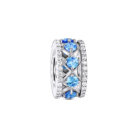 Tinysand 925 argent sterling bleu scintillant lumières charme perle européenne, avec zircons