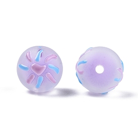 Frosted Acrylic Enamel Beads, Bead in Bead, Round