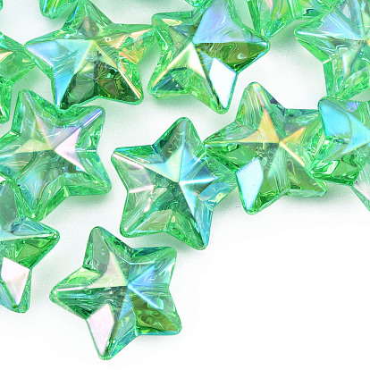 Electroplate Rainbow Iridescent Acrylic Beads, Star