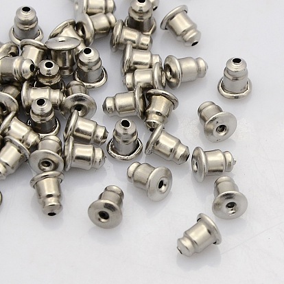 304 Stainless Steel Ear Nuts, Earring Backs, 6x5mm, Hole: 1mm