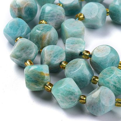 Chapelets de perles amazonite naturelles  , avec des perles de rocaille, dés célestes à six faces