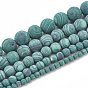 Perlas de malaquita sintética hebras, esmerilado, rondo