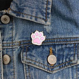 Cute Pink Enamel Cat Paw Animal Brooch for Jacket, Shirt, Backpack - Unique Pin