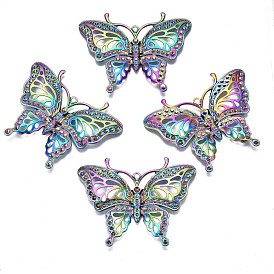 Rainbow Color Alloy Big Pendant Rhinestone Settings, Cadmium Free & Nickel Free & Lead Free,
 Butterfly