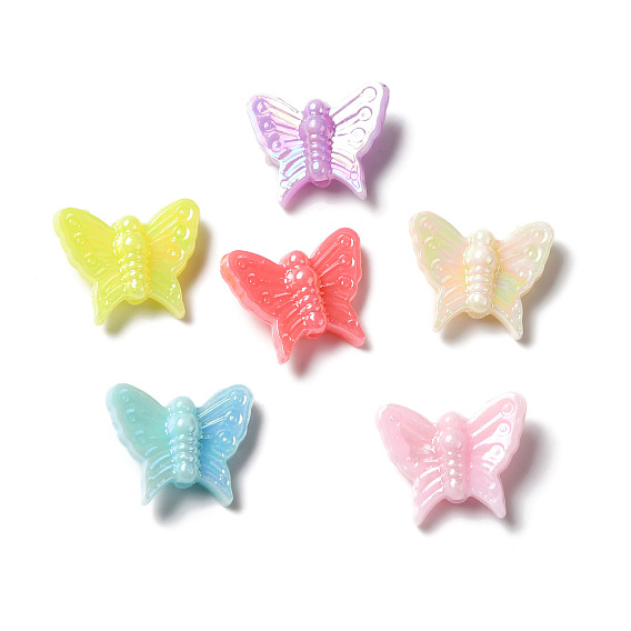 Abalorios de acrílico opacos, color de ab chapado, mariposa