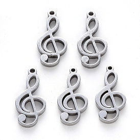 304 Stainless Steel Pendants, Laser Cut, Musical Note