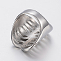 Revestimiento de iones (ip) 304 anillos de diamantes de imitación de acero inoxidable, anillos de banda ancha, hueco