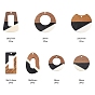 14Pcs 7 Style Resin & Walnut Wood Pendants, Rectangle & Trapezoid & Ring & Flat Round & Gap Flat Round