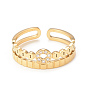 Crystal Rhinestone Donut Open Cuff Ring, Ion Plating(IP) 304 Stainless Steel Jewelry for Women