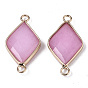 Natural & Synthetic Gemstone Links Connectors, with Edge Light Gold Plated Brass Findings, Faceted, Rhombus
