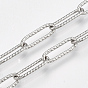 304 Stainless Steel Paperclip Chains, Drawn Elongated Cable Chains, Soldered, Textured