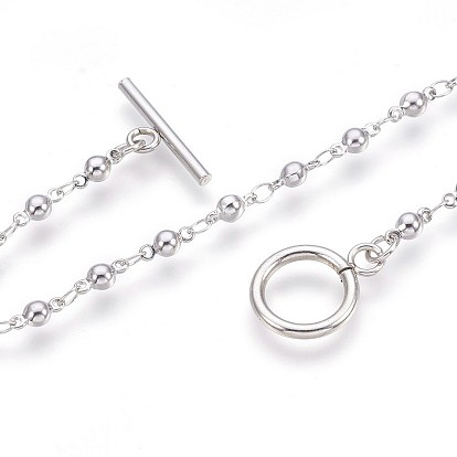 Placage ionique (ip) 304 bracelets à maillons en acier inoxydable, avec fermoirs toggle, ronde