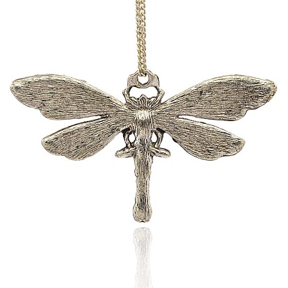 Antique Silver Plated Alloy Enamel Dragonfly Pendants, with Rhinestone, 42x72x4mm, Hole: 2mm