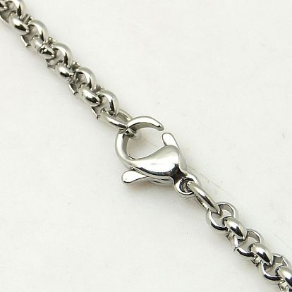 Valentines Day Gift Ideas for Husband Men's Rolo Chain Necklaces 304 Stainless Steel Necklaces, with Lobster Clasps, 18 inch(45.72cm)