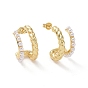 ABS Plastic Pearl Beaded Arc Stud Earrings, Brass Wire Wrap Jewelry for Women