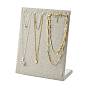 Wood Necklace Display Stands, 12 Hooks Necklace Display Stand, with Hemp Cloth and Iron Findings, 25x20x8.2cm