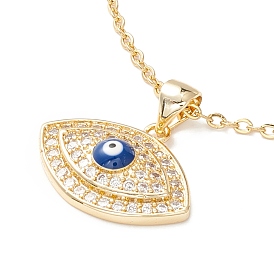 Clear Cubic Zirconia Evil Eye Pendant Necklace, 304 Stainless Steel Jewelry for Women, Golden