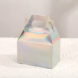 Caja de regalo de papel plegable estilo láser, caja de embalaje de alimentos de color del arco iris, Rectángulo