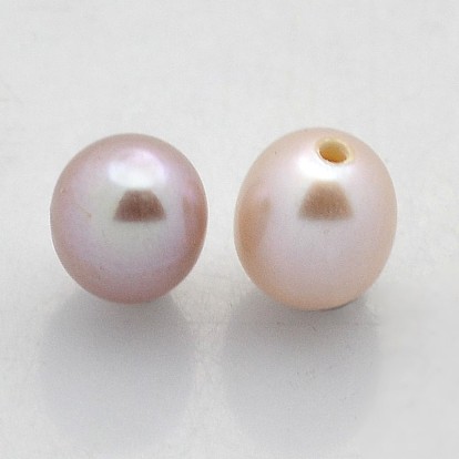 Culture des perles perles d'eau douce naturelles, la moitié foré, riz, 5~6x4.5~5mm, demi-trou: 1 mm