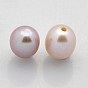 Natural Cultured Freshwater Pearl Beads, Half Drilled, Rice, 5~6x4.5~5mm, Half Hole: 1mm