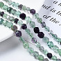 Natural Fluorite Beads Strands, Star Cut Round Beads, Faceted
