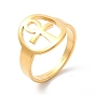 304 Stainless Steel Hollow Ankh Corss Adjustable Ring for Women