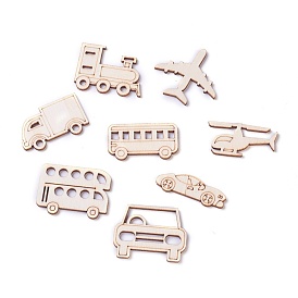 Vehicle Theme Wooden Cabochons, Laser Cut Wood Shapes, Mixed Shapes