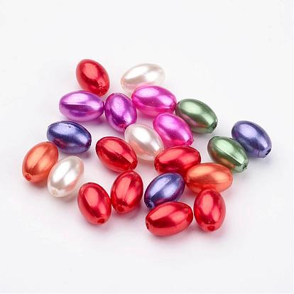 Cuentas de perlas de imitación de plástico abs, arroz, 11x7.5 mm, agujero: 1 mm, sobre 1406 unidades / libra