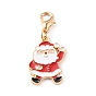 Christmas Theme Light Gold  Alloy Enamel Pendants, with Lobster Claw Clasps, Tree & Reindeer/Stag & Santa Claus & Wreath