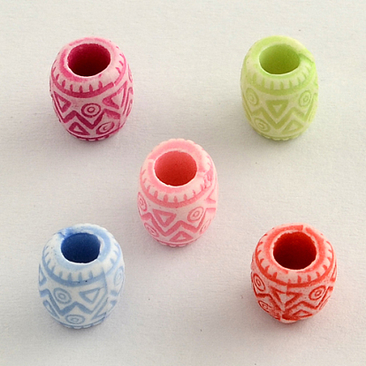 Craft Style Acrylic Beads, Barrel, 7x8.5mm, Hole: 4mm, about 1700pcs/500g