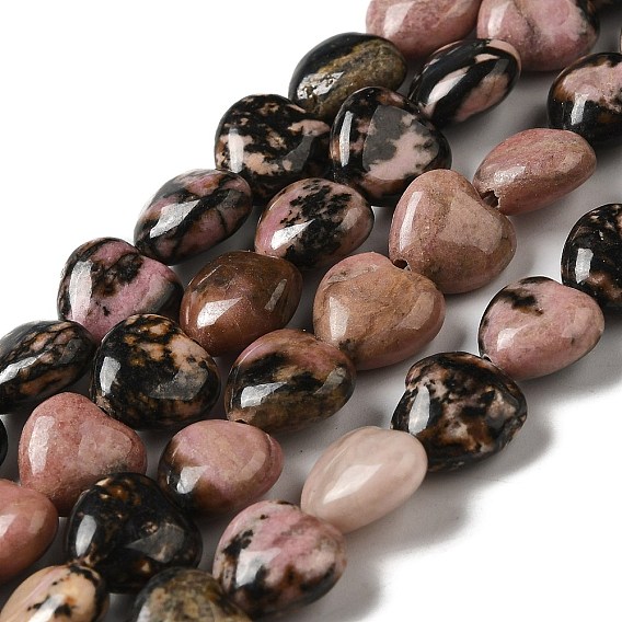 Natural Rhodonite Beads Strands, Heart