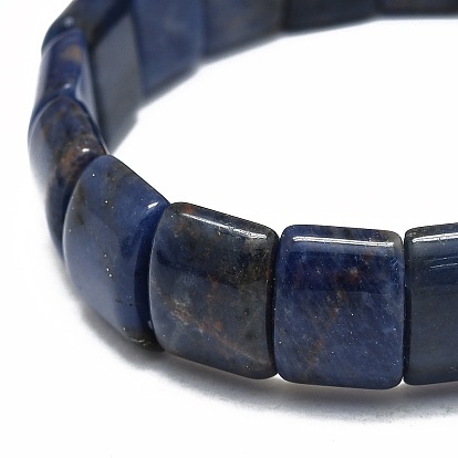 Natural Gemstone Rectangle Beaded Stretch Bracelet for Women