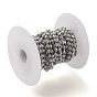 Brass Ball Chains, Ring Textured Pattern, with Spool, Long-Lasting Plated, Unwelded