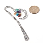 Tibetan Style Bookmarks, with Gemstone Beads, Antique Silver