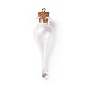 Colgantes de botella de corcho de vidrio en forma de lágrima, colgante de botella de los deseos de cristal vacío, con bucles de hierro tono platimen