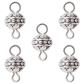 Tibetan Style Alloy Connector Charms, Round Links with Iron Double Loops