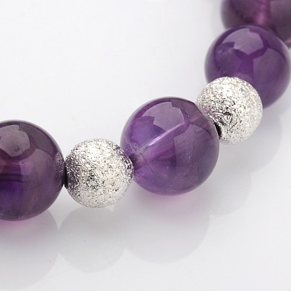 Skull design unique bracelets de pierres précieuses perles extensibles, avec perles d'alliage et perles de laiton texturées, 53mm
