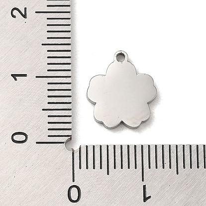 304 Stainless Steel Charms, Textured and Laser Cut, Flower Charm