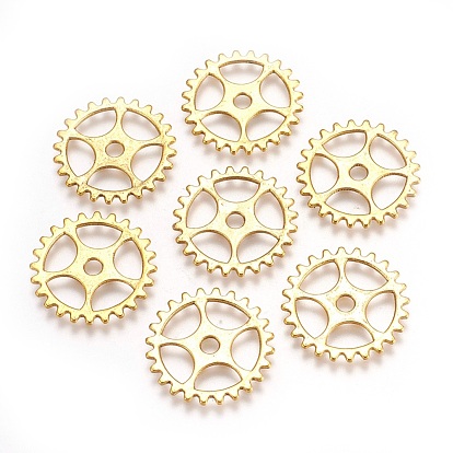 Tibetan Style Alloy Steampunk Pendants, Cadmium Free & Lead Free, Gear, 2x1mm, Hole: 3mm