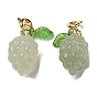 Natural Xiuyan Jade Grapes Pendant Decorations, Fruit Ornaments with Brass Spring Ring Clasps
