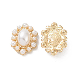 ABS Imitation Pearl Cabochons, with Alloy Finding, Oval