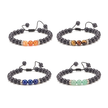 Bracelet de perles tressées en pierre de lave naturelle et pierres précieuses, bijoux aux huiles essentielles pour femmes