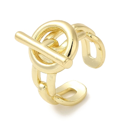 Brass Open Cuff Rings, Toggle Clasp Chain Style Ring for Women