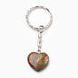 Porte-clés en pierres précieuses mélangées, avec fermoir clé en fer, cœur