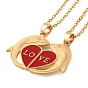 2Pcs 2 Color Alloy Magnetic Dolphin Pendant Necklaces Set, Matching Couple Lover Heart Necklaces for Valentine's Day