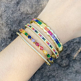 Colorful Zircon Open Bracelet - Fashionable and High-quality Bracelet with Personality and Elegance.